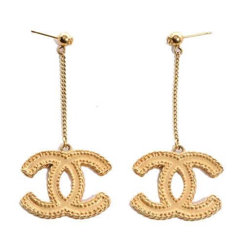 gold chanel dangle earrings|Chanel earrings outlet.